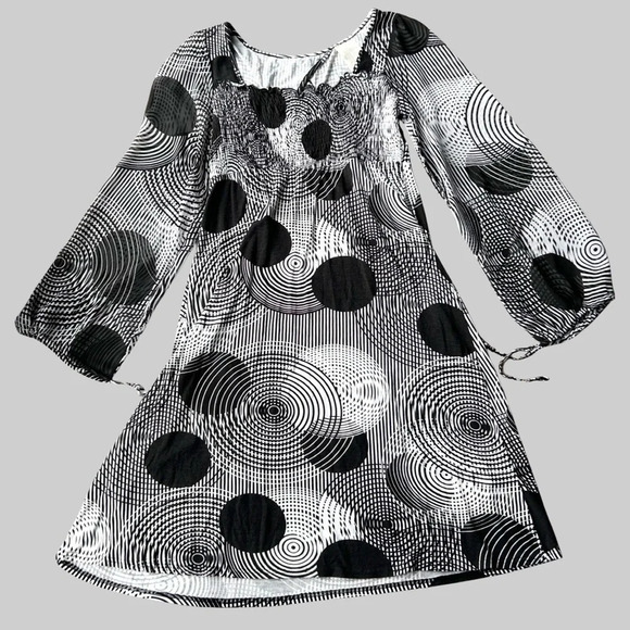 Nicole Benisti Polka Dots Sheer Sleeve Cutout Back  Stretch Dress - Picture 5 of 16